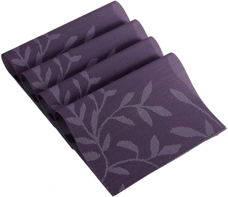 KitchEase Woven PVC Vinyl Dining Table Placemats Heat Resistant Washable Stain Resistant Waterproof for Home Restaurant Gifting Purple Pack of 4 - Image 4