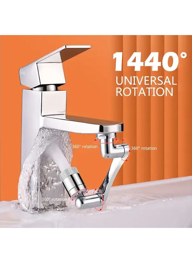1pc Silvery Hands Free Rotating Bathroom Faucet Extender 1440 Swivel Gooseneck Water Saving Aerator - Image 3