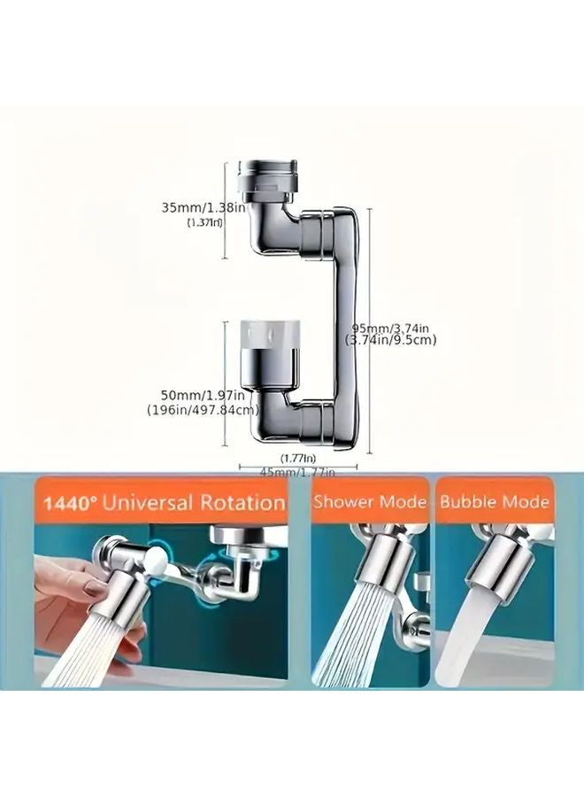 1pc Silvery Hands Free Rotating Bathroom Faucet Extender 1440 Swivel Gooseneck Water Saving Aerator - Image 4