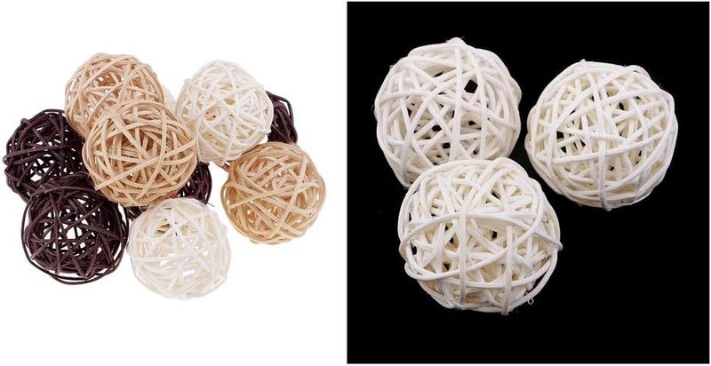 klarako 3/5/7cm Handmade Wicker Rattan Balls, Garden, Wedding, Party Decorative Crafts, Vase Fillers, Rabbit, Parrot, Bird Toys, White, Coffee, Natural Color Multicolor, 10pcs 5cm - Image 4