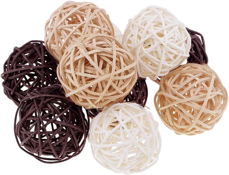 klarako 3/5/7cm Handmade Wicker Rattan Balls, Garden, Wedding, Party Decorative Crafts, Vase Fillers, Rabbit, Parrot, Bird Toys, White, Coffee, Natural Color Multicolor, 10pcs 5cm - Image 5