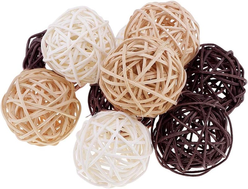 klarako 3/5/7cm Handmade Wicker Rattan Balls, Garden, Wedding, Party Decorative Crafts, Vase Fillers, Rabbit, Parrot, Bird Toys, White, Coffee, Natural Color Multicolor, 10pcs 5cm - Image 2