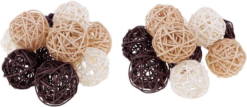 klarako 3/5/7cm Handmade Wicker Rattan Balls, Garden, Wedding, Party Decorative Crafts, Vase Fillers, Rabbit, Parrot, Bird Toys, White, Coffee, Natural Color Multicolor, 10pcs 5cm - Image 3