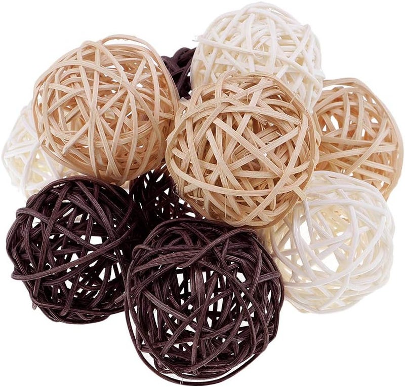 klarako 3/5/7cm Handmade Wicker Rattan Balls, Garden, Wedding, Party Decorative Crafts, Vase Fillers, Rabbit, Parrot, Bird Toys, White, Coffee, Natural Color Multicolor, 10pcs 5cm - Image 1