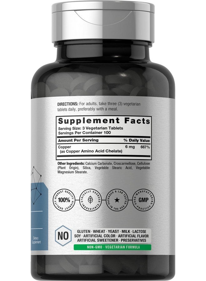 Horbäach Chelated Copper Supplement 6mg | 300 Tablets | Essential Trace Mineral | Vegetarian, Non-GMO, Gluten Free - Image 2
