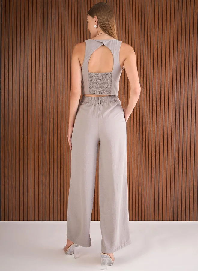 SASSAFRAS Grey Self Design Co-Ord Set for Women