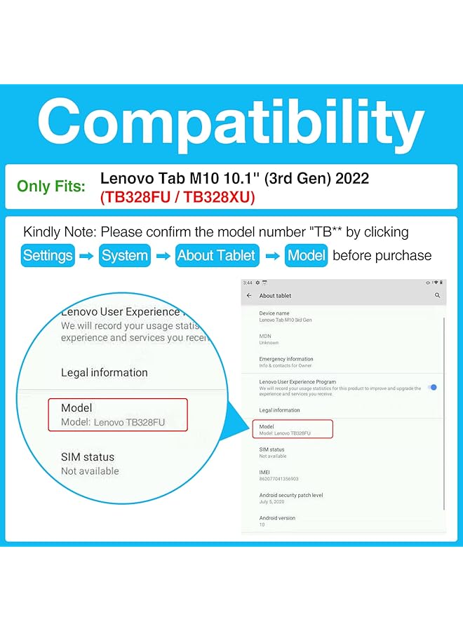 Procases For Lenovo Tab M10 Case 10.1 Inch 2022 3Rd Gen Slim Light Cover Trifold Stand Hard Shell Folio Smart Protective Case For Lenovo Tab M10 10.1 Inch Tb328Fu Tb328Xu With Auto Sleep Wake–Skyblue - Image 3