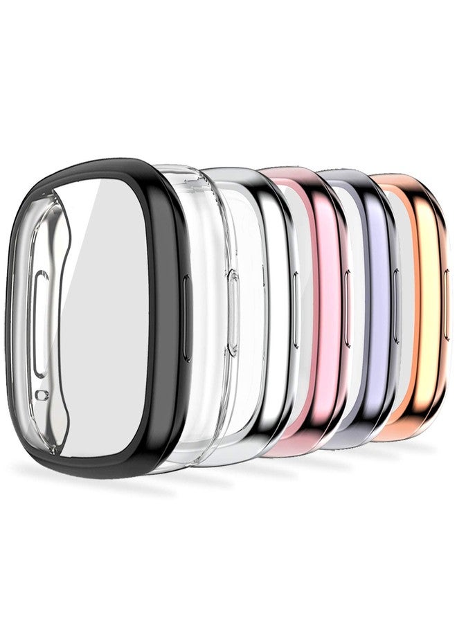 KPYJA 6-Pack Screen Protector Compatible with Fitbit Versa 3/Sense Case, Soft TPU Plated Case All-Around Protective Screen Full Cover Bumper Compatible for Sense/Versa 3 Smart Watch - Image 1