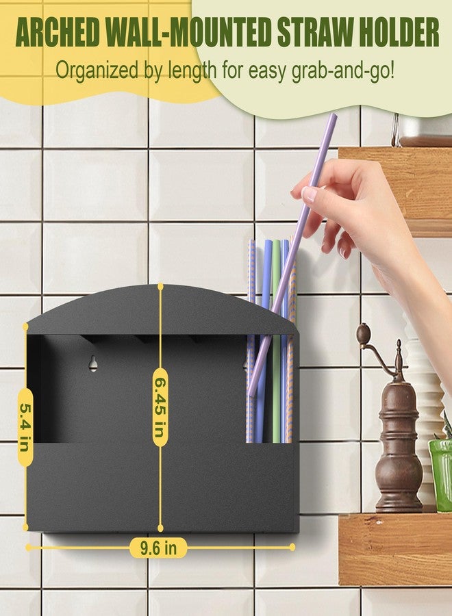MyLifeUNIT Straw Holder for Cabinet Door, Metal Straw Dispenser Organizer Wall Mount with Double Sided Adhesive Tape, Compatible with Tumbler Straws and Coffee Stirrers - Image 3