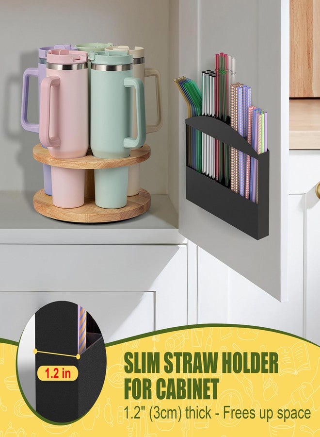 MyLifeUNIT Straw Holder for Cabinet Door, Metal Straw Dispenser Organizer Wall Mount with Double Sided Adhesive Tape, Compatible with Tumbler Straws and Coffee Stirrers - Image 4