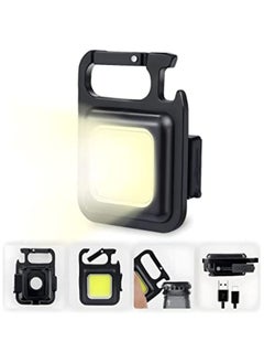 SHOPI Small LED Flashlight, Rechargeable Keychain Mini Flashlight, 4 Light Modes Portable Pocket Light with Folding Bracket Bottle Opener and Magnet Base for Fishing Walking Camping Outdoor Indoor  - Image 1