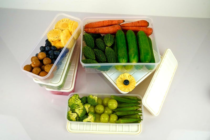 Xiran Fridge Storage Boxes Modular Storage Containers with Lid Storage Organizer Plastic Containers for kitchen Storage Boxes for Vegetables Fruits Fish Set of 3 1 Pcs 2500 ML 2 Pcs 1200 ML - Image 4