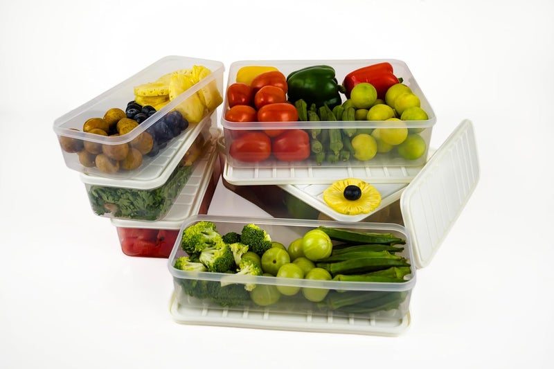 Xiran Fridge Storage Boxes Modular Storage Containers with Lid Storage Organizer Plastic Containers for kitchen Storage Boxes for Vegetables Fruits Fish Set of 3 1 Pcs 2500 ML 2 Pcs 1200 ML - Image 3
