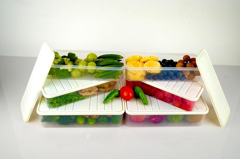 Xiran Fridge Storage Boxes Modular Storage Containers with Lid Storage Organizer Plastic Containers for kitchen Storage Boxes for Vegetables Fruits Fish Set of 3 1 Pcs 2500 ML 2 Pcs 1200 ML - Image 5