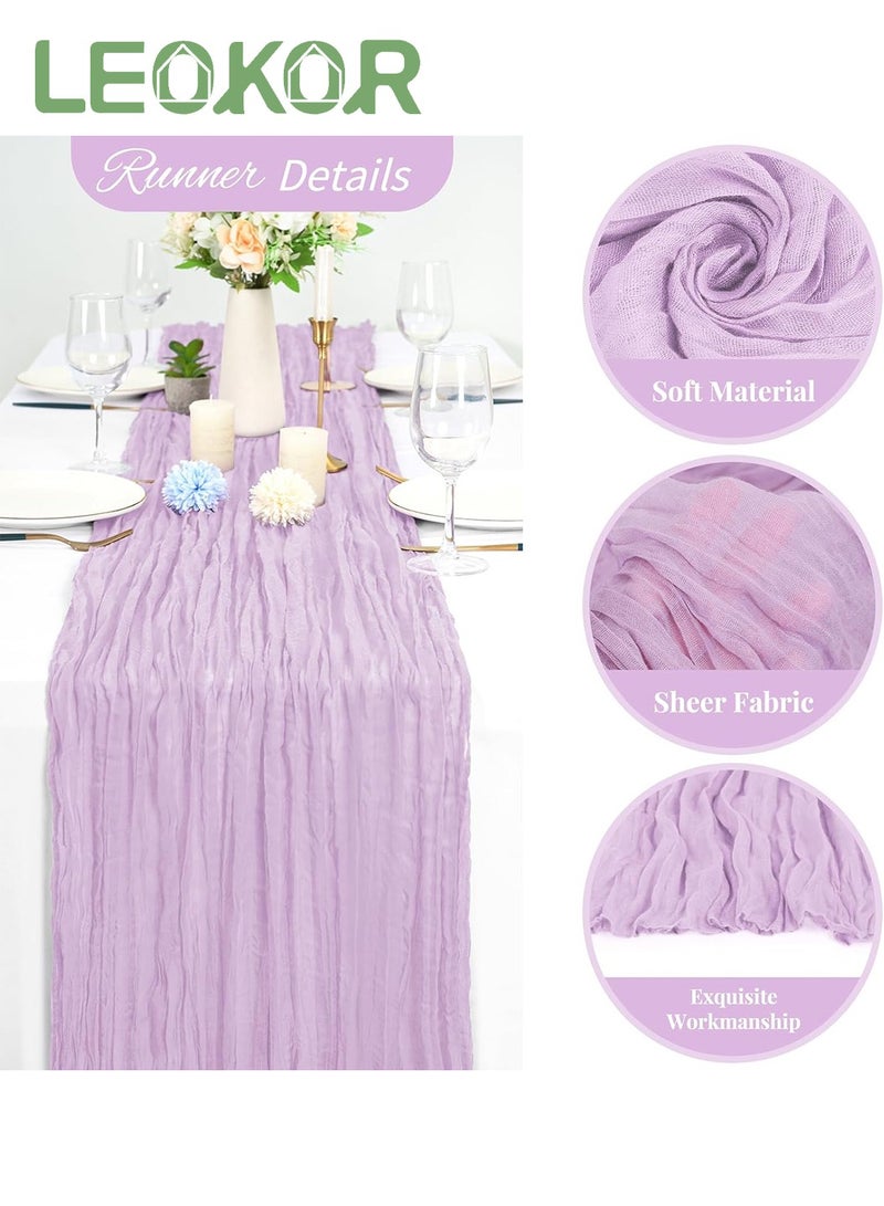 LEOKOR Cheesecloth Table Runner Purple 90x400 CM Boho Gauze Rustic Sheer Wedding Decor for Home Everyday Use - Image 2