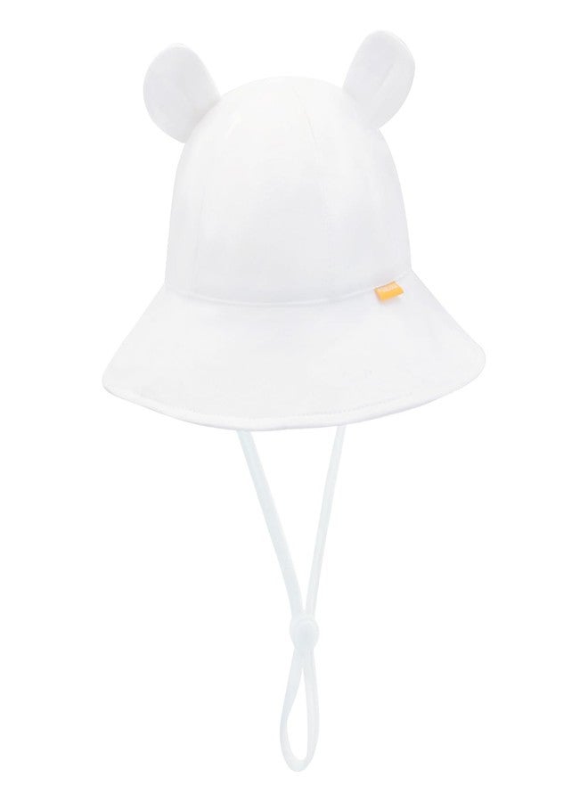 POMIJIAN Baby Sun Hat Girls UPF 50+ Beach Kids Hats Boys Wide Brim Cute Toddler Bucket Hat Floppy Infant Sun Hats (US, Age, 6 Months, 12 Months, A-White) - Image 1