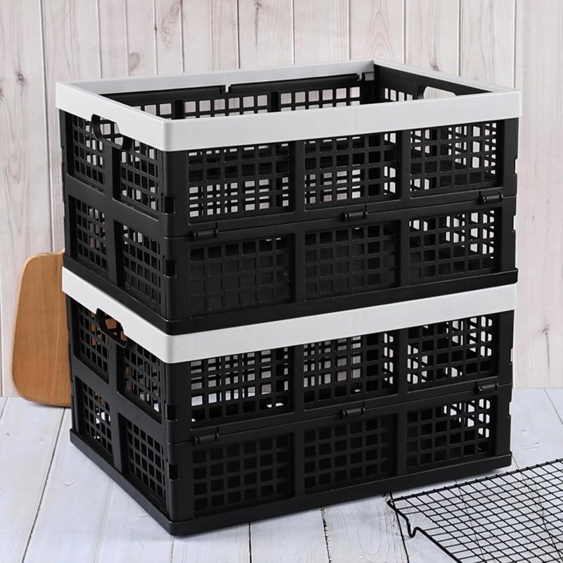 Doryh 34 Quart Plastic Crates, Collapsible Storage Crates/Stackable Storage Container Basket, 2-Pack - Image 3