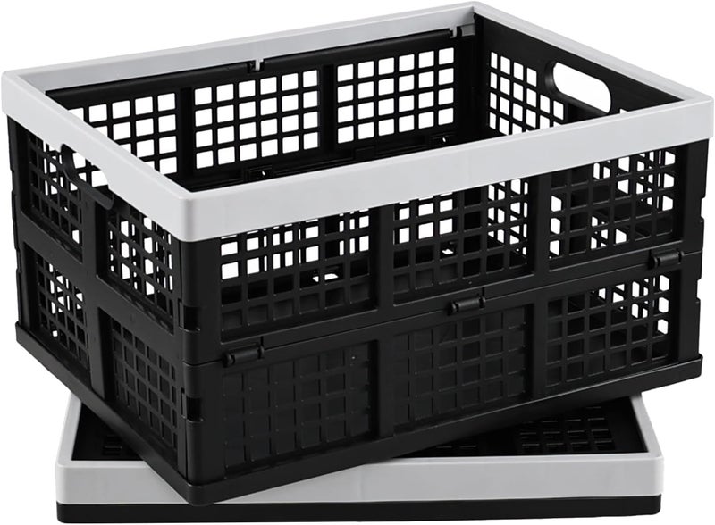 Doryh 34 Quart Plastic Crates, Collapsible Storage Crates/Stackable Storage Container Basket, 2-Pack - Image 4