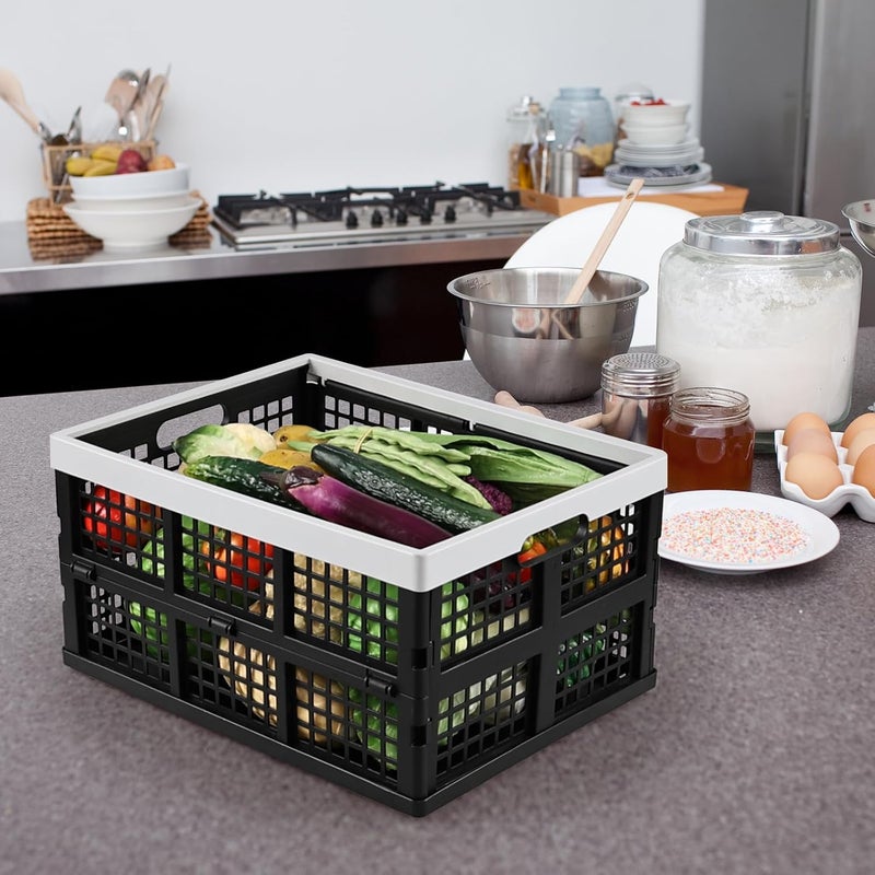 Doryh 34 Quart Plastic Crates, Collapsible Storage Crates/Stackable Storage Container Basket, 2-Pack - Image 5