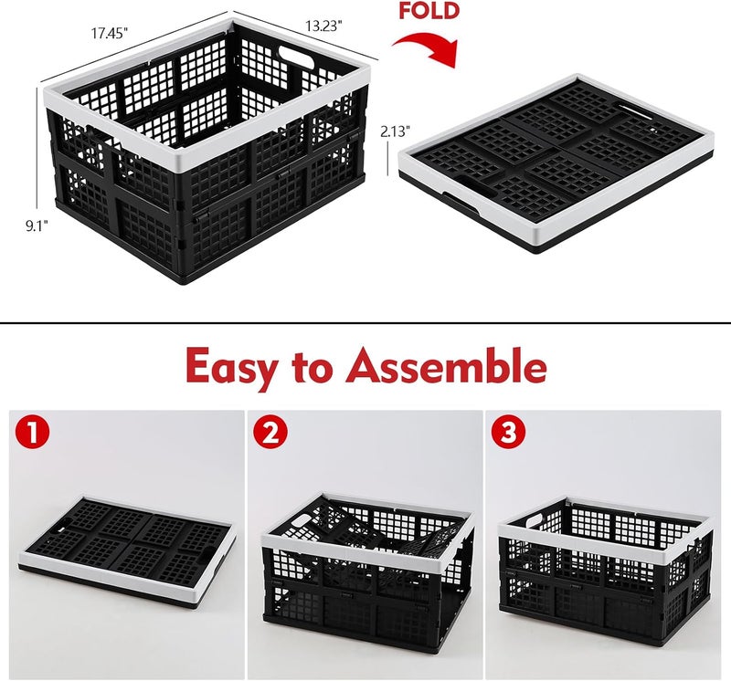 Doryh 34 Quart Plastic Crates, Collapsible Storage Crates/Stackable Storage Container Basket, 2-Pack - Image 2