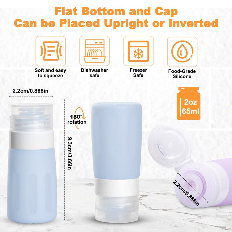 Seropy 4Pcs Condiment Squeeze Bottles for Sauces, Leakproof Salad Dressing Container to Go, Small Silicone Squeeze Bottles with Brush, Condiment Containers Dispenser for Ketchup Hot Sauce Lunch Travel, 2 Oz - Image 3
