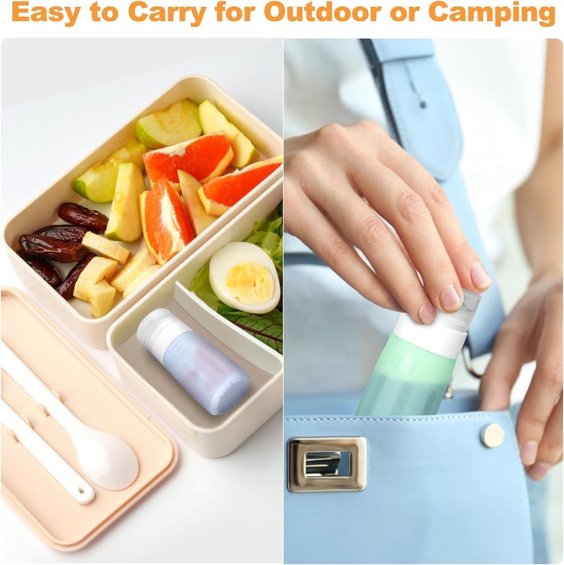 Seropy 4Pcs Condiment Squeeze Bottles for Sauces, Leakproof Salad Dressing Container to Go, Small Silicone Squeeze Bottles with Brush, Condiment Containers Dispenser for Ketchup Hot Sauce Lunch Travel, 2 Oz - Image 5