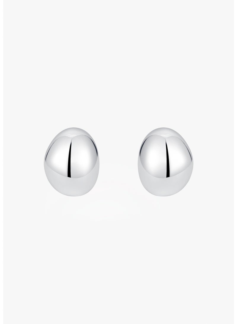 Raia Sleek Sphere Earrings - S925 Silver Plated with Rhodium - Image 1