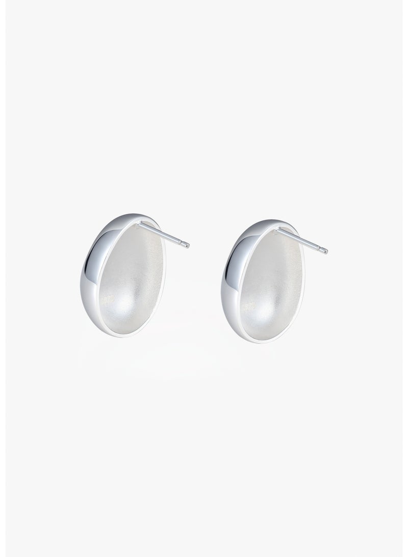 Raia Sleek Sphere Earrings - S925 Silver Plated with Rhodium - Image 2