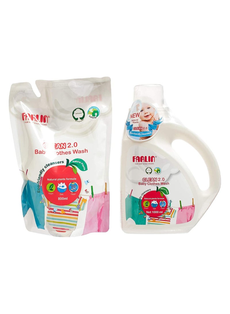 FARLIN 2-Piece Set Clean 2.0 Baby Laundry Detergent - 1000ml + 800ml - Image 1