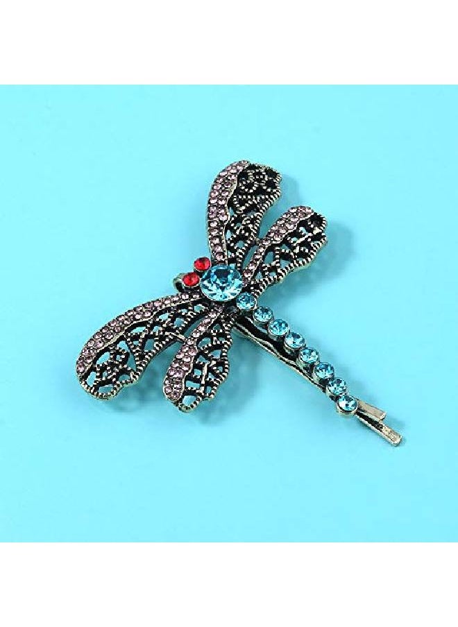 Suoirblss 2Pcs Vintage Rhinestone Hair Clips Hollow Dragonfly Graphics Hairpin Side Clip Alloy Barrettes Bobby Pin Hair Accessories Women Lady  - Image 4