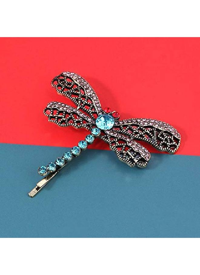 Suoirblss 2Pcs Vintage Rhinestone Hair Clips Hollow Dragonfly Graphics Hairpin Side Clip Alloy Barrettes Bobby Pin Hair Accessories Women Lady  - Image 5