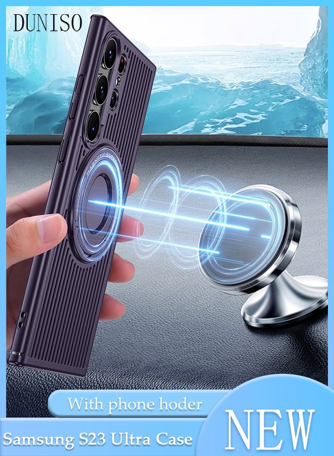 DUNISO Samsung Galaxy S23 Ultra Phone Case 6.8" Full Body Protective Phone Cover Anti-fall Anti-fingerprint Phone Case With Magnetic Standand Camera Protector for Galaxy S23 Ultra 5G Phone Case - Image 1