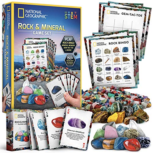 Blue Marble National Geographic Rock Bingo Game - Play Rock Bingo, Mineral Memory, Gemstone Trivia, & Card Games, Collection Includes Over 150 Rocks and Minerals, Educational STEM Toy for Kids (Amazon Exclusive) - Image 1
