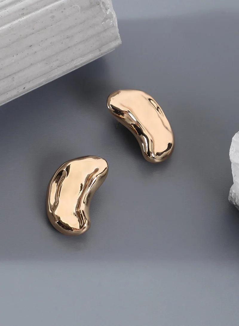 SOHI Dented Bean Contemporary Artificial Stud Earring Jewellery