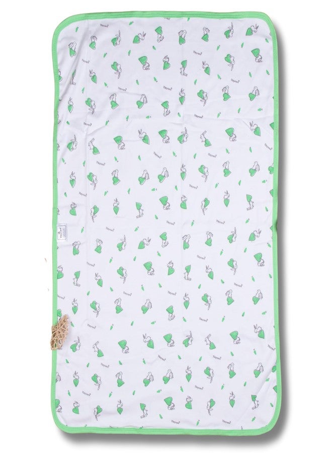 Tinycare Cotton Bath Towel for New Born, Extra Soft Double Side Interlok Fabric Printed Towel for Kids/Toddler/Infants 85 x 60cm, Quick Absorbent, Reusable Napkins Bathing Towels (Green- 1P) - Image 1