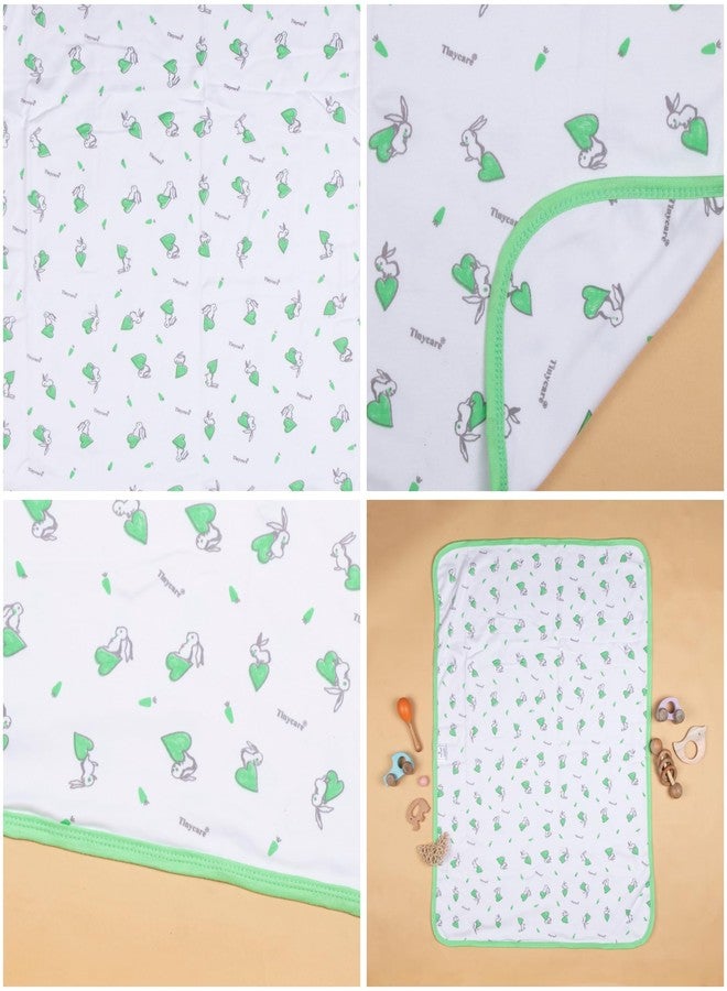 Tinycare Cotton Bath Towel for New Born, Extra Soft Double Side Interlok Fabric Printed Towel for Kids/Toddler/Infants 85 x 60cm, Quick Absorbent, Reusable Napkins Bathing Towels (Green- 1P) - Image 3