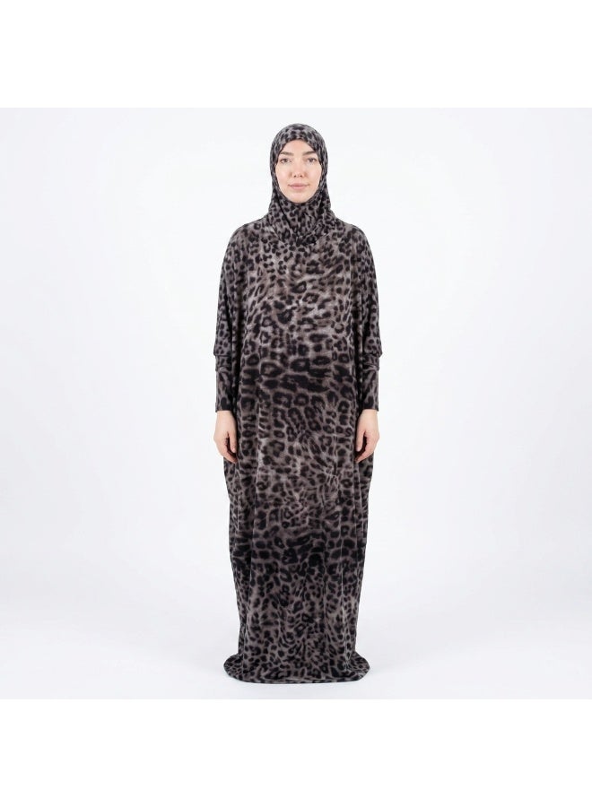 Elegant Women's Isdal Prayer Dress & Hijab Set Leopard Print – Premium Soft Viscose Cotton Prayer Abaya for Women, Full Coverage Islamic Prayer Wear, Comfortable Modest Khimar, Plus Size Up to 100 KG, Lightweight Daily Salah Outfit for Home, Mosque, Travel & Umrah - Image 4