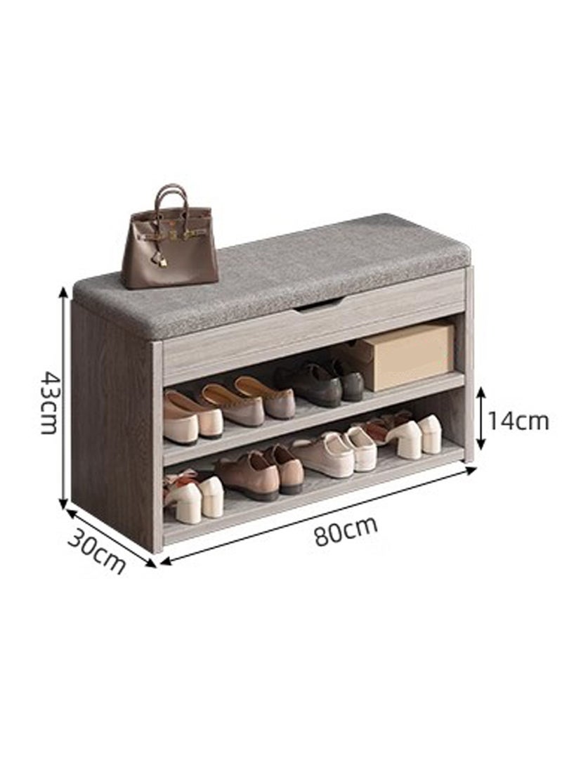 Sharpdo Home Porch Entrance Integrated Shoe Cabinet Bench, Solid Wood Shoe Bench, Soft Cushion 80*30*43CM  - Image 2