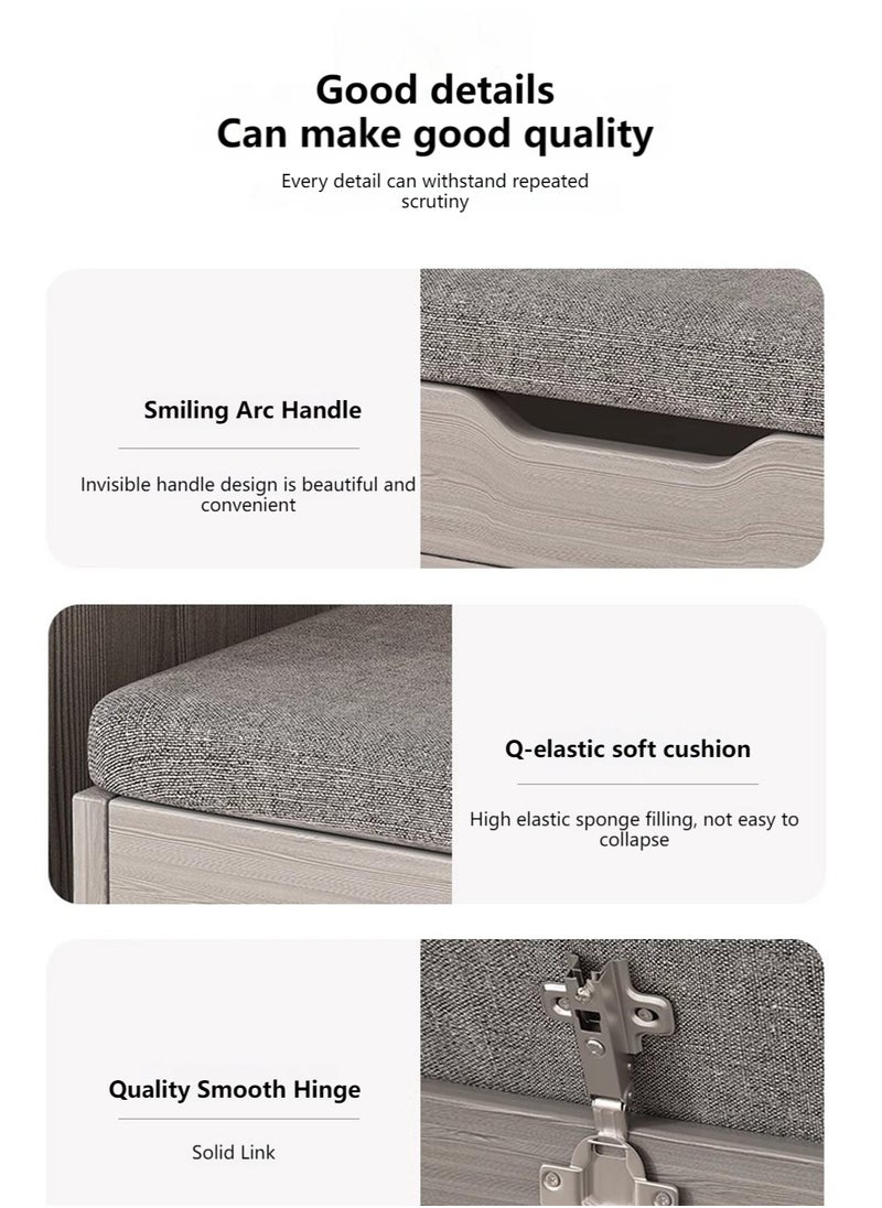 Sharpdo Home Porch Entrance Integrated Shoe Cabinet Bench, Solid Wood Shoe Bench, Soft Cushion 80*30*43CM  - Image 4