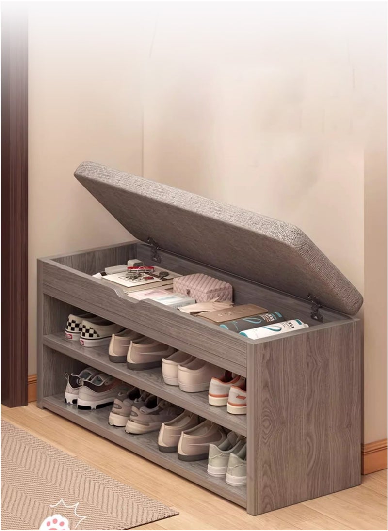 Sharpdo Home Porch Entrance Integrated Shoe Cabinet Bench, Solid Wood Shoe Bench, Soft Cushion 80*30*43CM  - Image 5