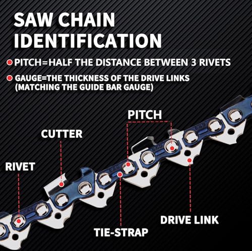 ES E & S 3 Pack 5 Inch Chainsaw Chain 0.30" Pitch .043" Gauge 28 Drive Links Semi-Chisel Chain Saw Chains for Husqvarna, Poulan, Craftsman, Greenworks and More Chainsaw Brands - Image 4