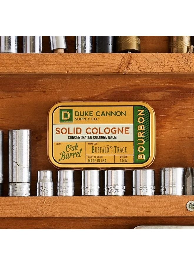 Duke Cannon Supply Co. Solid Cologne for Men Bourbon (Woodsy, Charred Oak Barrel Scent) - Concentrated Balm, Travel-Friendly Convenient Tin, Made with Natural & Organic Ingredients, 1.5 oz (1 unit)  - Image 5