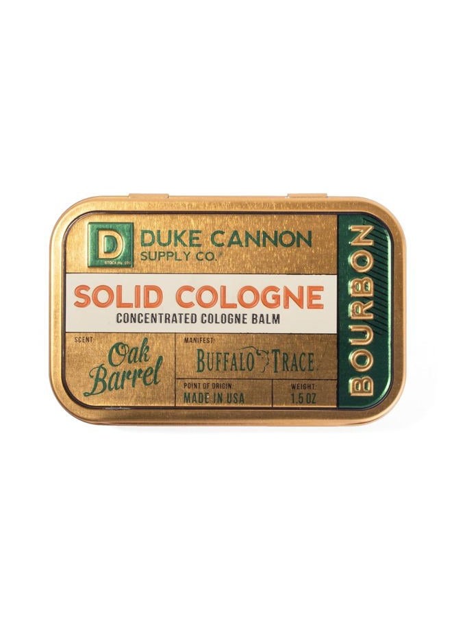 Duke Cannon Supply Co. - Solid Cologne Balm, Bourbon (Buffalo Trace Bourbon Fragrance) (1.5 oz) Concentrated Mens Cologne Concentrated Balm - Warm, Woodsy, Oak Barrel Scent, Bourbon Trail - Image 1