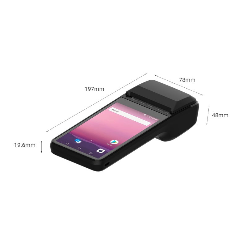 طابعة إيصالات POS محمولة بتقنية 4G بنظام Android 11 وماسح ضوئي للباركود أحادي وثنائي الأبعاد وجهاز PDA طرفي مع قارئ باركود CCD أحادي الأبعاد يدعم WiFi وBluetooth مع شاشة لمس 5 بوصة وطباعة حرارية للملصقات بعرض 58 مم للسوبرماركت - Image 2