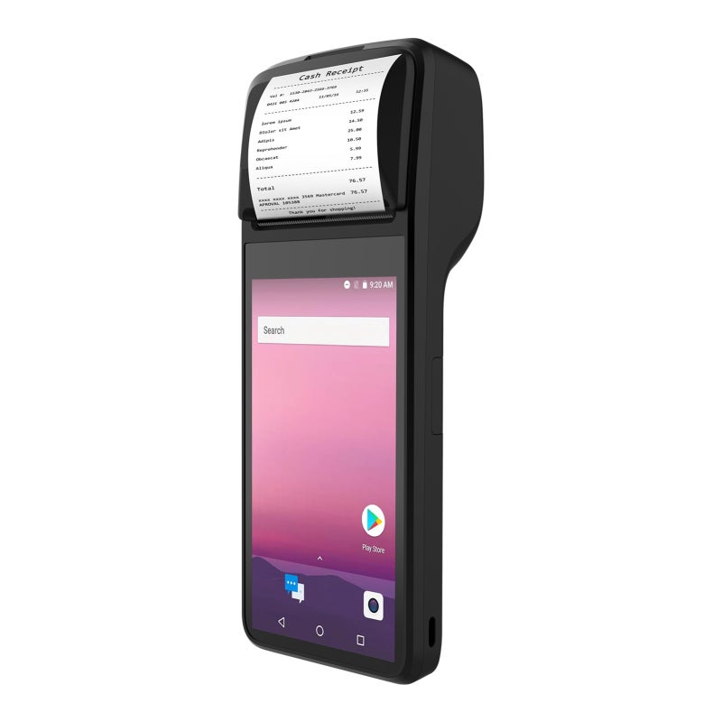 طابعة إيصالات POS محمولة بتقنية 4G بنظام Android 11 وماسح ضوئي للباركود أحادي وثنائي الأبعاد وجهاز PDA طرفي مع قارئ باركود CCD أحادي الأبعاد يدعم WiFi وBluetooth مع شاشة لمس 5 بوصة وطباعة حرارية للملصقات بعرض 58 مم للسوبرماركت - Image 1