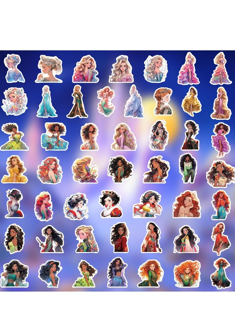 Cartoon Princess Stickers for Kids Teen , Vinyl Waterproof Cute Princess Stickers Anime Girl Stickers for Water Bottles Laptop Journaling Gift for Gril 50 Pcs - Image 2