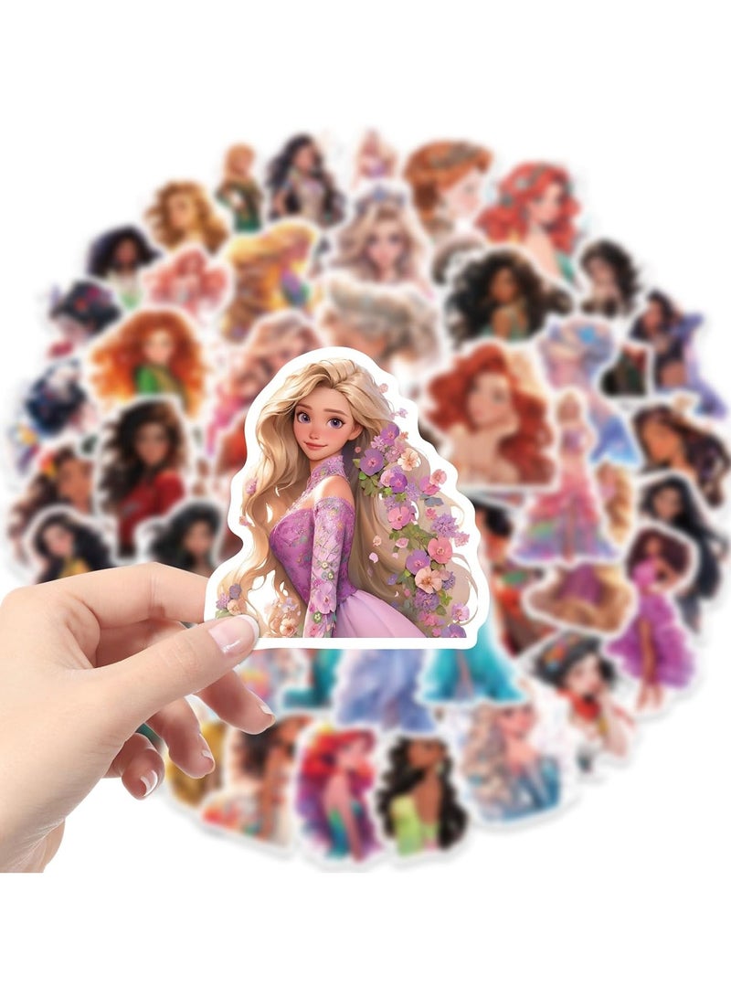 Cartoon Princess Stickers for Kids Teen , Vinyl Waterproof Cute Princess Stickers Anime Girl Stickers for Water Bottles Laptop Journaling Gift for Gril 50 Pcs - Image 3
