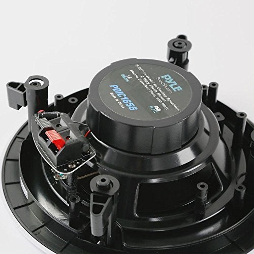 Pyle Pair 5.25” Flush Mount In-wall In-ceiling 2-Way Speaker System Spring Loaded Quick Connections Changeable Round/Square Grill Stereo Sound Polypropylene Cone Polymer Tweeter 150 Watts (PDIC1656) - Image 2