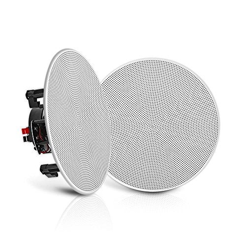 Pyle Pair 5.25” Flush Mount In-wall In-ceiling 2-Way Speaker System Spring Loaded Quick Connections Changeable Round/Square Grill Stereo Sound Polypropylene Cone Polymer Tweeter 150 Watts (PDIC1656) - Image 1