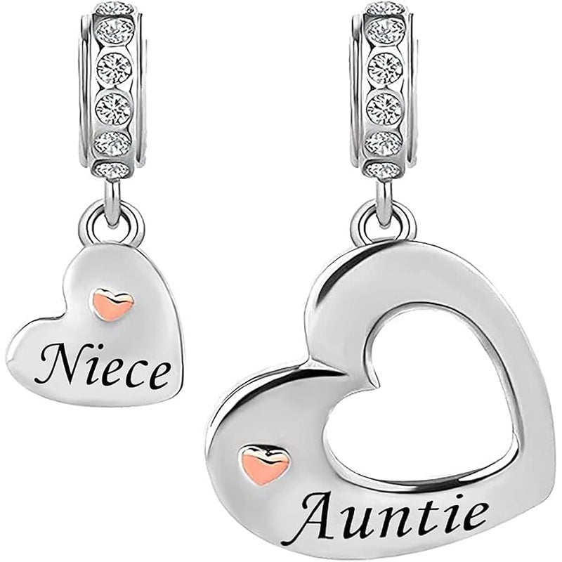 KunBead Sister Mother Daughter Son Auntie Niece Dangle Love Heart Birthday Charms Compatible with Pandora Bracelet for Mom Wife - Image 1